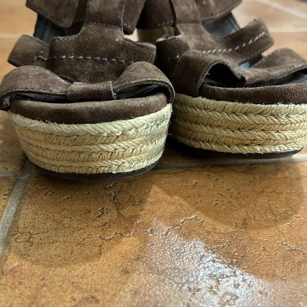 Ugg Tawnie brown‎ suede espadrille wedges size 9